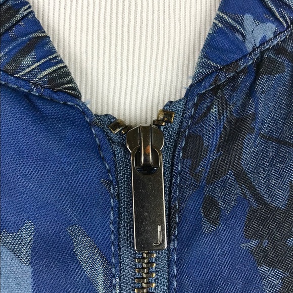 Juicy Couture Blue Floral Jacket Size XS Graphic Zipper Windbreaker Cute Boho - Picture 6 of 9